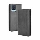 For OPPO Realme 8 4G / Realme 8 Pro 4G Magnetic Buckle Retro Crazy Horse Texture Horizontal Flip Leather Case with Holder & Card Slots & Photo Frame(Black) - 1