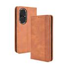 For Huawei P50 Magnetic Buckle Retro Crazy Horse Texture Horizontal Flip Leather Case with Holder & Card Slots & Photo Frame(Brown) - 1