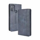 For Motorola Moto G50 Magnetic Buckle Retro Crazy Horse Texture Horizontal Flip Leather Case with Holder & Card Slots & Photo Frame(Blue) - 1