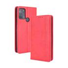 For Motorola Moto G50 Magnetic Buckle Retro Crazy Horse Texture Horizontal Flip Leather Case with Holder & Card Slots & Photo Frame(Red) - 1