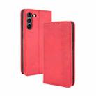 For Samsung Galaxy S21 FE Magnetic Buckle Retro Crazy Horse Texture Horizontal Flip Leather Case with Holder & Card Slots & Photo Frame(Red) - 1