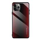 For iPhone 11 Pro Carbon Fiber Texture Gradient Color Glass Case(Red) - 1