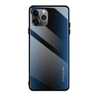 For iPhone 11 Pro Carbon Fiber Texture Gradient Color Glass Case(Blue) - 1