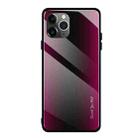 For iPhone 11 Pro Carbon Fiber Texture Gradient Color Glass Case(Magenta) - 1