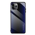 For iPhone 11 Pro Max Carbon Fiber Texture Gradient Color Glass Case(Purple) - 1