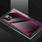 For iPhone 11 Carbon Fiber Texture Gradient Color Glass Case(Magenta) - 2