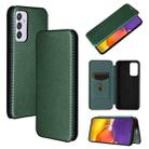 For Samsung Galaxy A82 5G /Quantum 2 Carbon Fiber Texture Horizontal Flip TPU + PC + PU Leather Case with Card Slot(Green) - 1