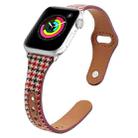 Plaid Leather Watch Band For Apple Watch Series 8&7 41mm / SE 2&6&SE&5&4 40mm / 3&2&1 38mm(Red Houndstooth) - 1