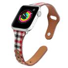 Plaid Leather Watch Band For Apple Watch Series 8&7 45mm / SE 2&6&SE&5&4 44mm / 3&2&1 42mm(Red Plaid) - 1