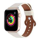22mm Single Loop Leather Watch Band For Apple Watch Series 8&7 45mm / SE 2&6&SE&5&4 44mm / 3&2&1 42mm(Creamy-white) - 1