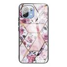 For Xiaomi Mi 11 Abstract Marble Pattern Glass Protective Case(Rhombus Rose) - 1