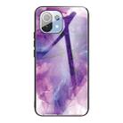 For Xiaomi Mi 11 Abstract Marble Pattern Glass Protective Case(Abstract Purple) - 1