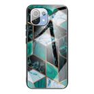 For Xiaomi Mi 11 Lite Abstract Marble Pattern Glass Protective Case(Rhombus Dark Green) - 1