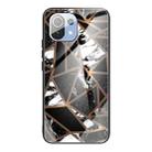 For Xiaomi Mi 11 Pro Abstract Marble Pattern Glass Protective Case(Rhombus Black) - 1