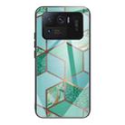 For Xiaomi Mi 11 Ultra Abstract Marble Pattern Glass Protective Case(Rhombus Green) - 1