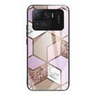 For Xiaomi Mi 11 Ultra Abstract Marble Pattern Glass Protective Case(Rhombus Orange Purple) - 1