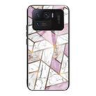 For Xiaomi Mi 11 Ultra Abstract Marble Pattern Glass Protective Case(Rhombus White Purple) - 1