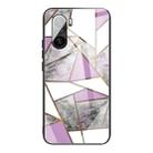 For Xiaomi Redmi K40 / K40 Pro / K40 Pro+ Abstract Marble Pattern Glass Protective Case(Rhombus Gray Purple) - 1