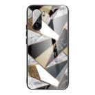 For Xiaomi Redmi K40 / K40 Pro / K40 Pro+ Abstract Marble Pattern Glass Protective Case(Rhombus Golden) - 1