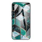 For Xiaomi Redmi K40 / K40 Pro / K40 Pro+ Abstract Marble Pattern Glass Protective Case(Rhombus Dark Green) - 1