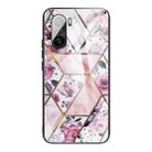 For Xiaomi Redmi K40 / K40 Pro / K40 Pro+ Abstract Marble Pattern Glass Protective Case(Rhombus Rose) - 1