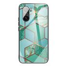 For Xiaomi Redmi K40 / K40 Pro / K40 Pro+ Abstract Marble Pattern Glass Protective Case(Rhombus Green) - 1