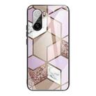 For Xiaomi Redmi K40 / K40 Pro / K40 Pro+ Abstract Marble Pattern Glass Protective Case(Rhombus Orange Purple) - 1