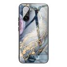 For Xiaomi Redmi K40 / K40 Pro / K40 Pro+ Abstract Marble Pattern Glass Protective Case(Abstract Gold) - 1