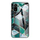 For Xiaomi Redmi Note 10 Abstract Marble Pattern Glass Protective Case(Rhombus Dark Green) - 1
