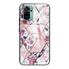 For Xiaomi Redmi Note 10 Abstract Marble Pattern Glass Protective Case(Rhombus Rose) - 1