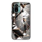 For Xiaomi Redmi Note 10 Abstract Marble Pattern Glass Protective Case(Rhombus Black) - 1