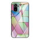 For Xiaomi Redmi Note 10 Abstract Marble Pattern Glass Protective Case(Rhombus Gradient) - 1