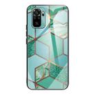 For Xiaomi Redmi Note 10 Abstract Marble Pattern Glass Protective Case(Rhombus Green) - 1