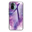 For Xiaomi Redmi Note 10 Abstract Marble Pattern Glass Protective Case(Abstract Purple) - 1