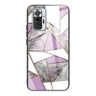 For Xiaomi Redmi Note 10 Pro / Note 10 Pro Max Abstract Marble Pattern Glass Protective Case(Rhombus Gray Purple) - 1