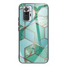For Xiaomi Redmi Note 10 Pro / Note 10 Pro Max Abstract Marble Pattern Glass Protective Case(Rhombus Green) - 1