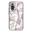 For Xiaomi Redmi Note 10 Pro / Note 10 Pro Max Abstract Marble Pattern Glass Protective Case(Rhombus White Purple) - 1