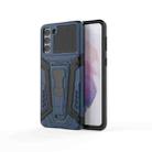 For Samsung Galaxy S21+ 5G War Chariot Series Armor All-inclusive Shockproof PC + TPU Protective Case with Invisible Holder(Blue) - 1