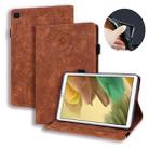 For Samsung Galaxy Tab A7 Lite 8.7 (2021) T220 / T225 Calf Pattern Double Folding Design Embossed Leather Case with Holder & Card Slots & Pen Slot & Elastic Band(Brown) - 1