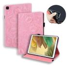 For Samsung Galaxy Tab A7 Lite 8.7 (2021) T220 / T225 Calf Pattern Double Folding Design Embossed Leather Case with Holder & Card Slots & Pen Slot & Elastic Band(Pink) - 1