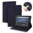 For Amazon Fire HD 10 2023 / 10 Plus (2021) Calf Pattern Double Folding Design Embossed Leather Case with Holder & Card Slots & Pen Slot & Elastic Band(Black) - 1