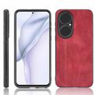 For Huawei P50 Shockproof Sewing Cow Pattern Skin PC + PU + TPU Case(Red) - 1