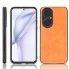 For Huawei P50 Shockproof Sewing Cow Pattern Skin PC + PU + TPU Case(Orange) - 1