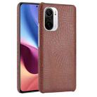 For Xiaomi Redmi K40 / K40 Pro / Poco F3 Shockproof Crocodile Texture PC + PU Case(Brown) - 1