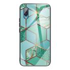 For Samsung Galaxy A02 (EU Version) Abstract Marble Pattern Glass Protective Case(Rhombus Green) - 1