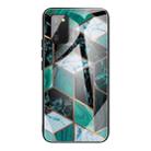 For Samsung Galaxy A02s (US Version) Abstract Marble Pattern Glass Protective Case(Rhombus Dark Green) - 1