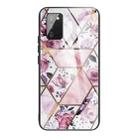 For Samsung Galaxy A02s (US Version) Abstract Marble Pattern Glass Protective Case(Rhombus Rose) - 1