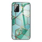 For Samsung Galaxy A02s (US Version) Abstract Marble Pattern Glass Protective Case(Rhombus Green) - 1
