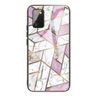 For Samsung Galaxy A02s (US Version) Abstract Marble Pattern Glass Protective Case(Rhombus White Purple) - 1