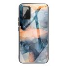 For Samsung Galaxy A02s (US Version) Abstract Marble Pattern Glass Protective Case(Abstract Blue) - 1